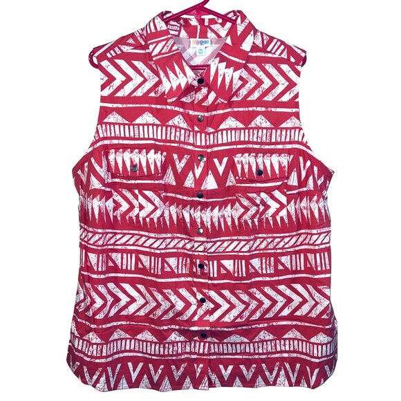LuLaRoe Pink & White Sleeveless Button-Up Top 2XL Lightweight Womens Apparel - Picture 1 of 3